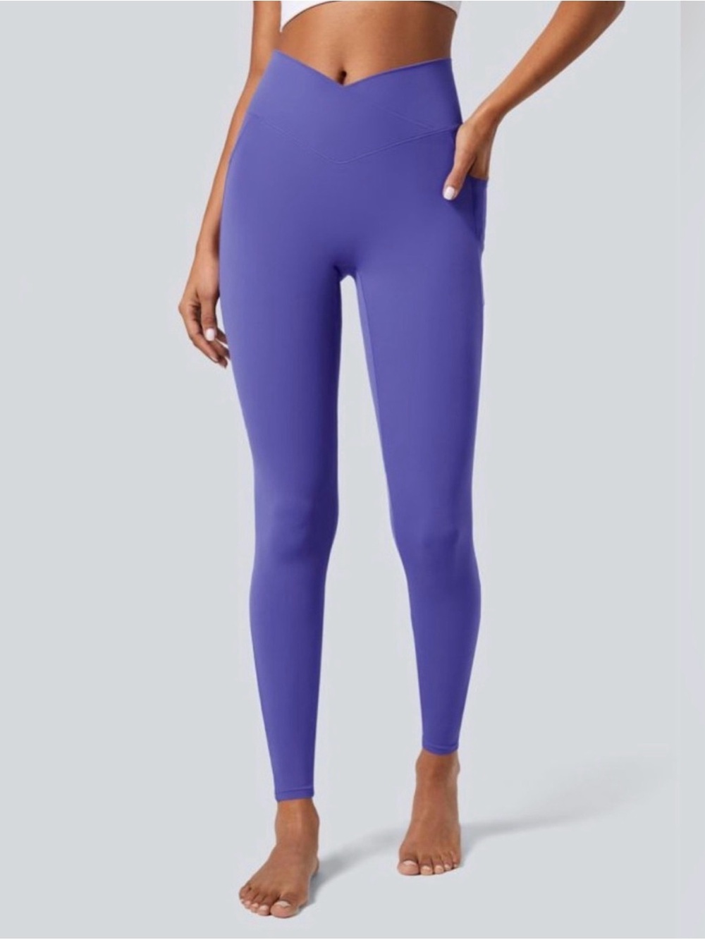 Halara Softlyzero Crossover Pocket Plain Leggings in Misty Lavender NWT XL